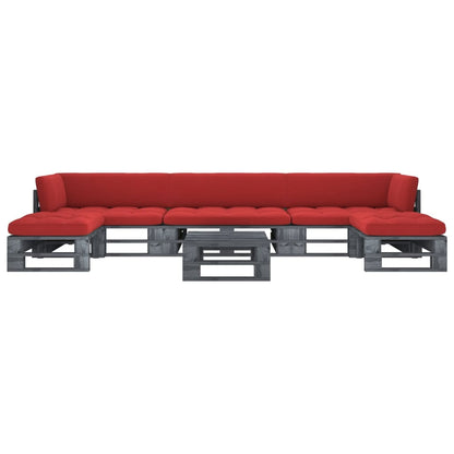 vidaXL 6-tlg. Paletten-Lounge-Set Grau Imprägniertes Kiefernholz