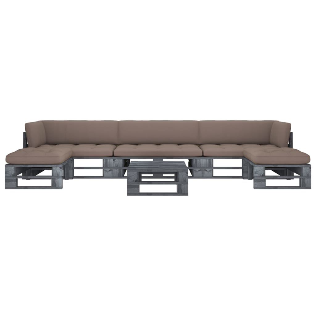vidaXL 6-tlg. Paletten-Lounge-Set Grau Imprägniertes Kiefernholz