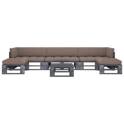 vidaXL 6-tlg. Paletten-Lounge-Set Grau Imprägniertes Kiefernholz
