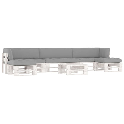 vidaXL 6-tlg. Paletten-Lounge-Set Weiß Imprägniertes Kiefernholz