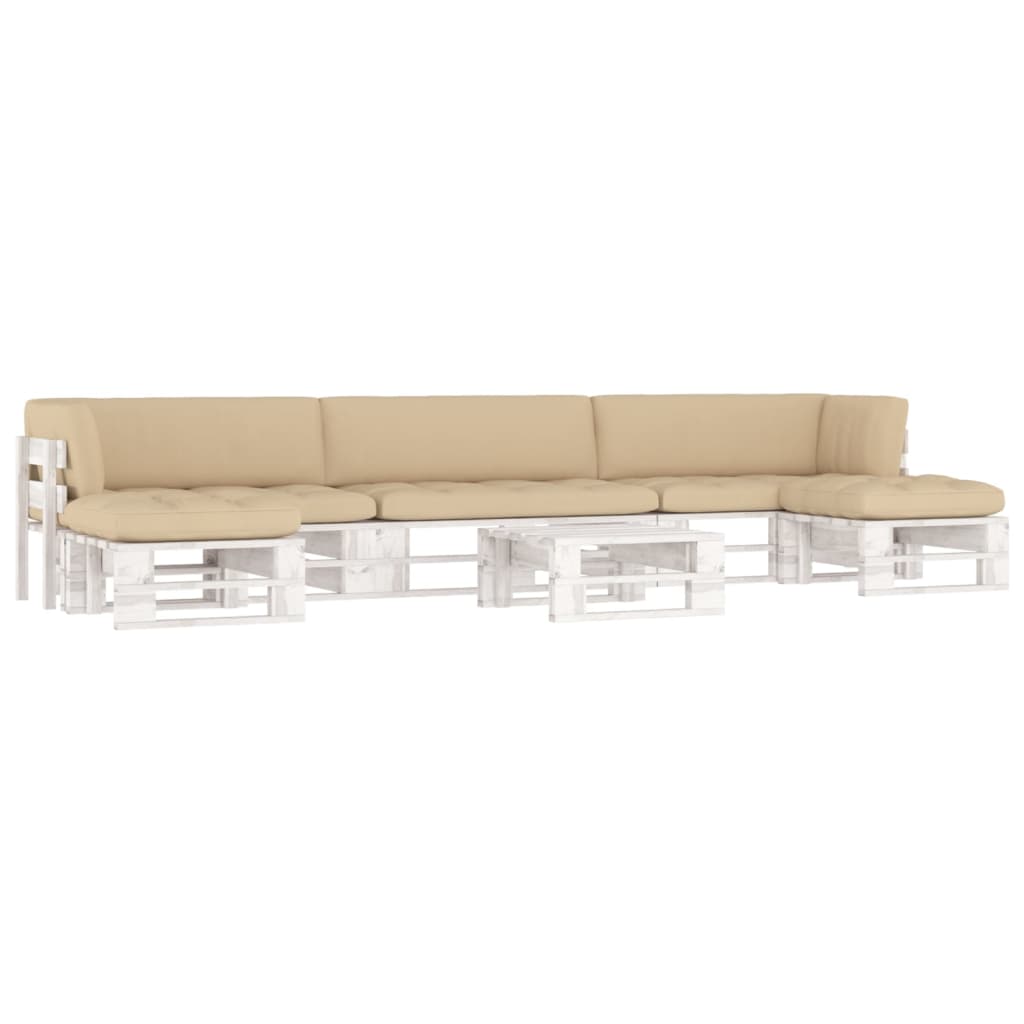 vidaXL 6-tlg. Paletten-Lounge-Set Weiß Imprägniertes Kiefernholz