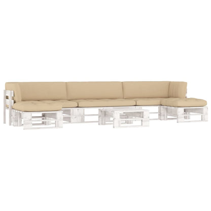 vidaXL 6-tlg. Paletten-Lounge-Set Weiß Imprägniertes Kiefernholz