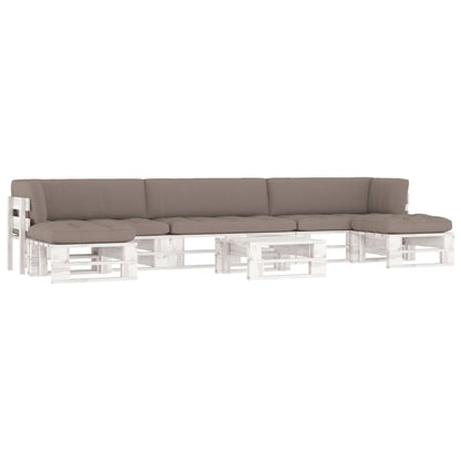 vidaXL 6-tlg. Paletten-Lounge-Set Weiß Imprägniertes Kiefernholz