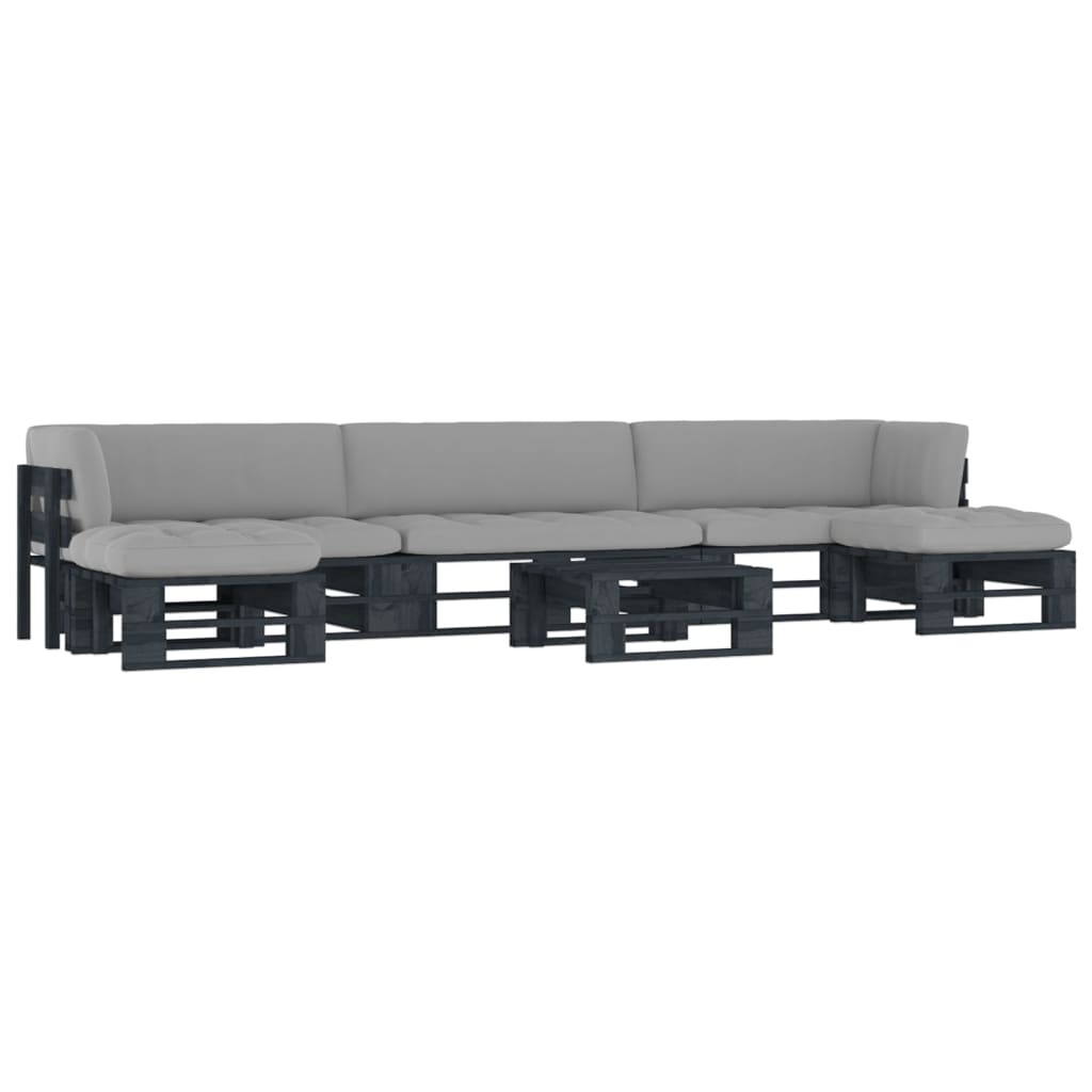 vidaXL 6-tlg. Paletten-Lounge-Set Schwarz Imprägniertes Kiefernholz