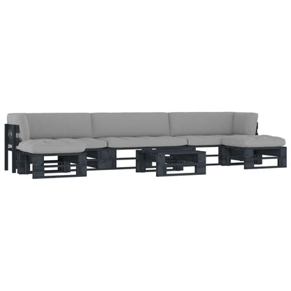 vidaXL 6-tlg. Paletten-Lounge-Set Schwarz Imprägniertes Kiefernholz