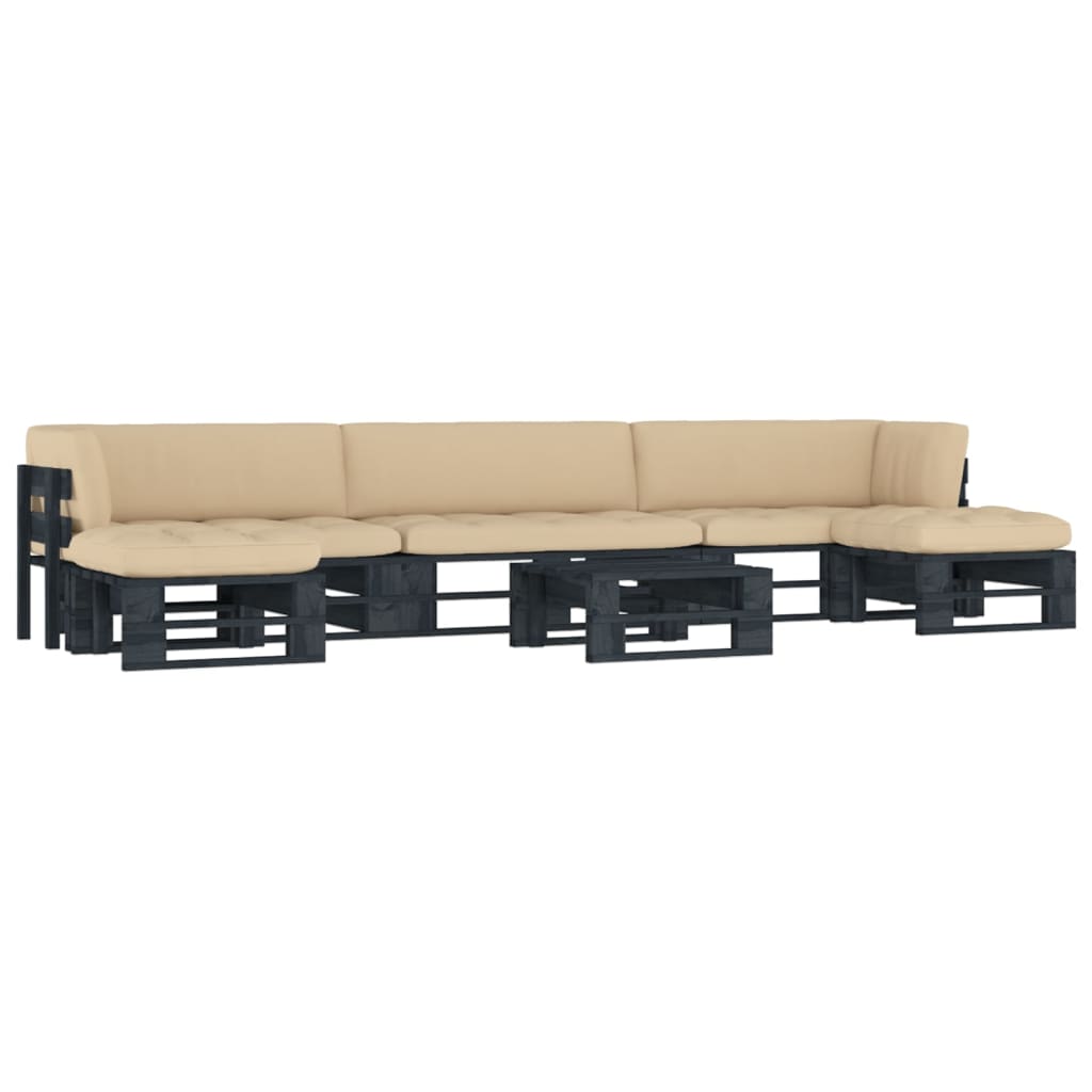 vidaXL 6-tlg. Paletten-Lounge-Set Schwarz Imprägniertes Kiefernholz