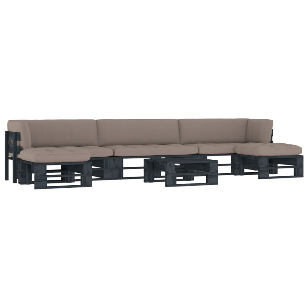 vidaXL 6-tlg. Paletten-Lounge-Set Schwarz Imprägniertes Kiefernholz