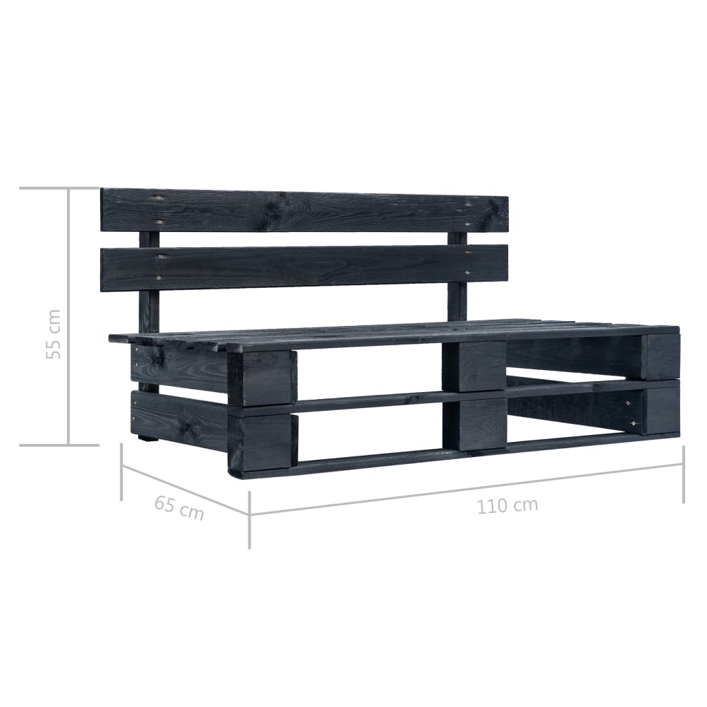vidaXL 6-tlg. Paletten-Lounge-Set Schwarz Imprägniertes Kiefernholz