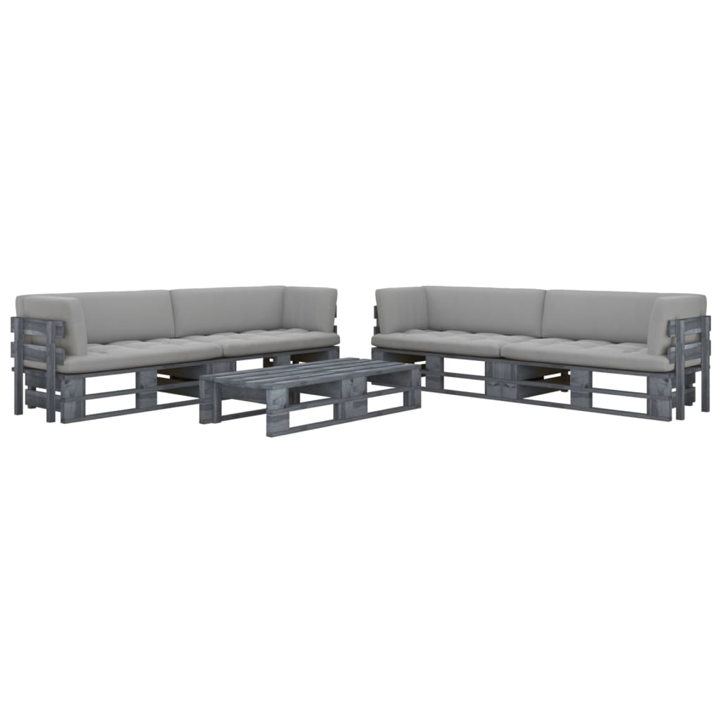 vidaXL 6-tlg. Paletten-Lounge-Set Grau Imprägniertes Kiefernholz