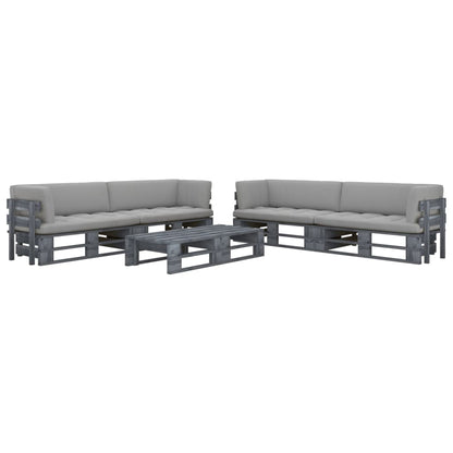 vidaXL 6-tlg. Paletten-Lounge-Set Grau Imprägniertes Kiefernholz