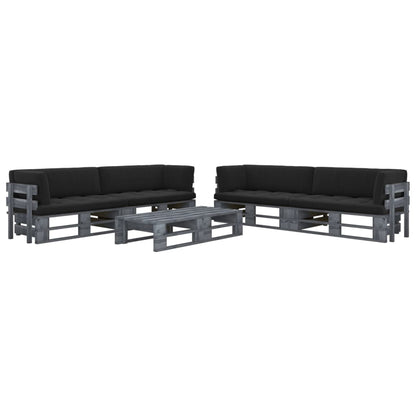 vidaXL 6-tlg. Paletten-Lounge-Set Grau Imprägniertes Kiefernholz