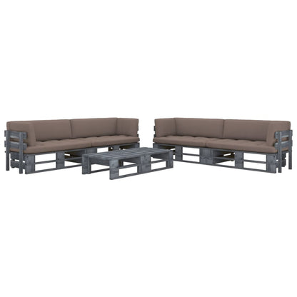 vidaXL 6-tlg. Paletten-Lounge-Set Grau Imprägniertes Kiefernholz