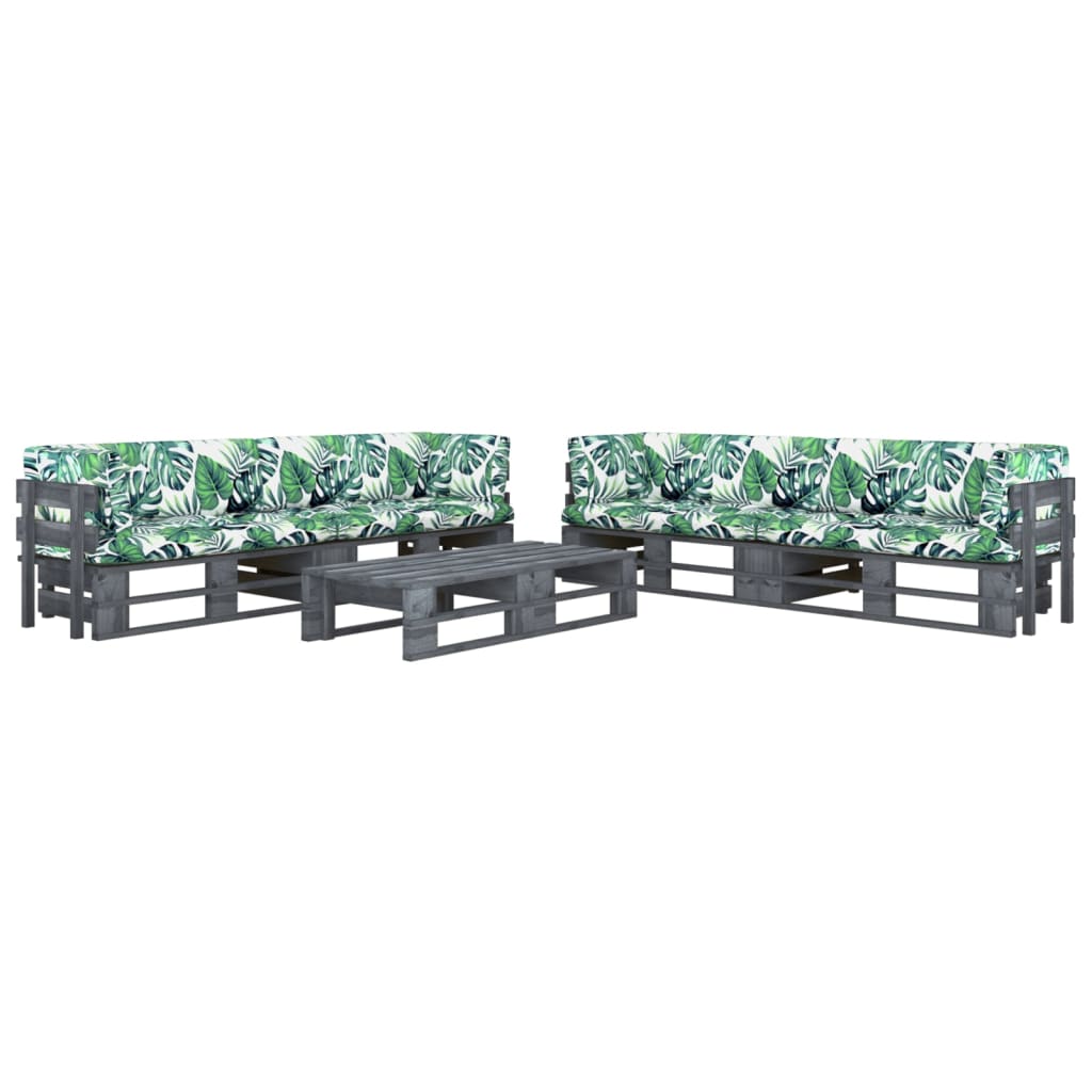 vidaXL 6-tlg. Paletten-Lounge-Set Grau Imprägniertes Kiefernholz