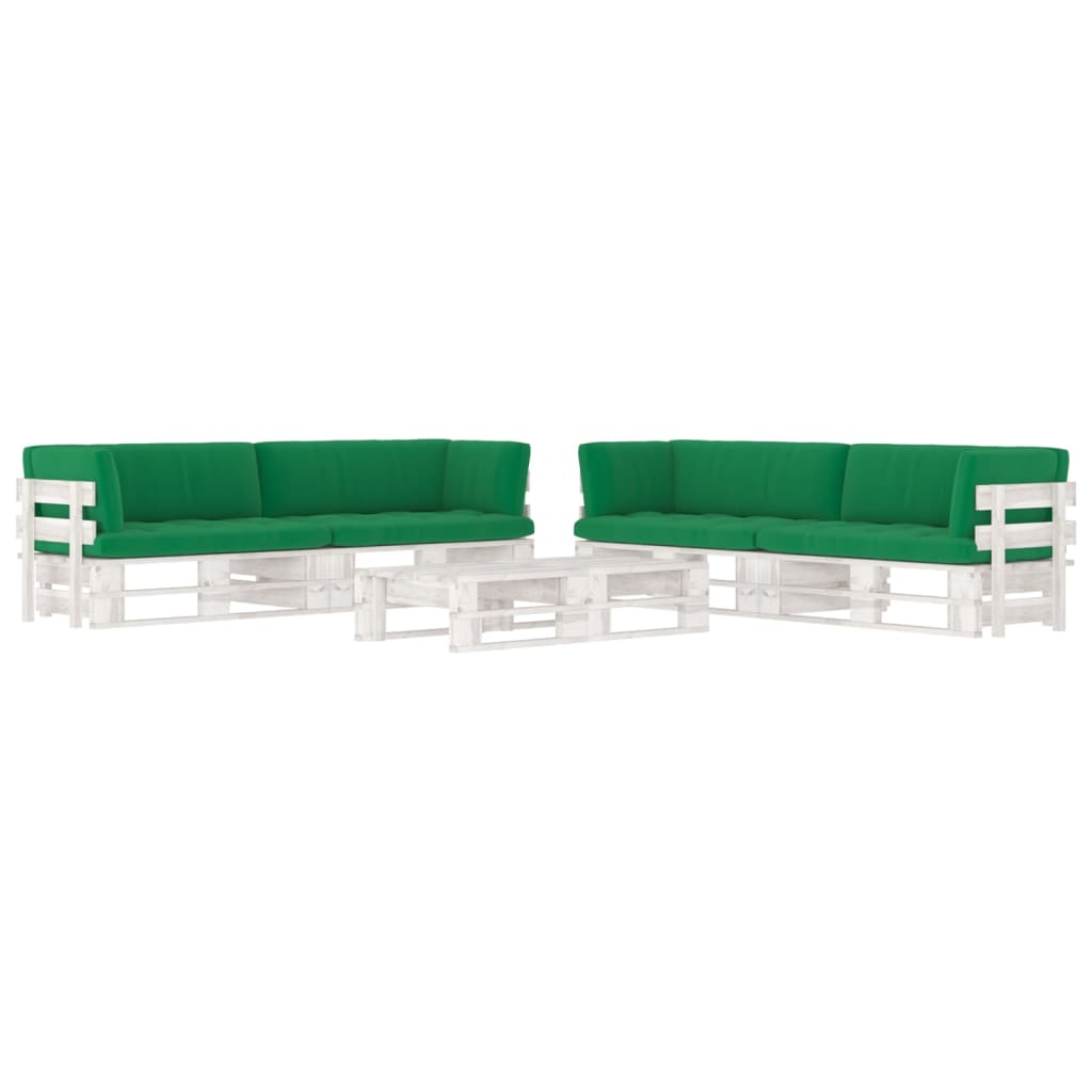 vidaXL 6-tlg. Paletten-Lounge-Set Weiß Imprägniertes Kiefernholz