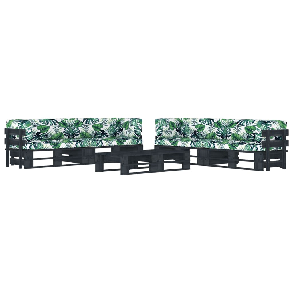 vidaXL 6-tlg. Paletten-Lounge-Set Schwarz Imprägniertes Kiefernholz
