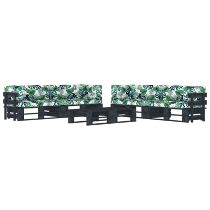 vidaXL 6-tlg. Paletten-Lounge-Set Schwarz Imprägniertes Kiefernholz