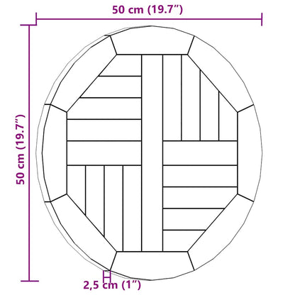 vidaXL Tischplatte Massivholz Teak Rund 2,5 cm 50 cm