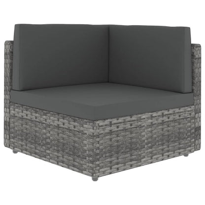 vidaXL Salon de jardin 4 pcs avec coussins Gris Résine tressée