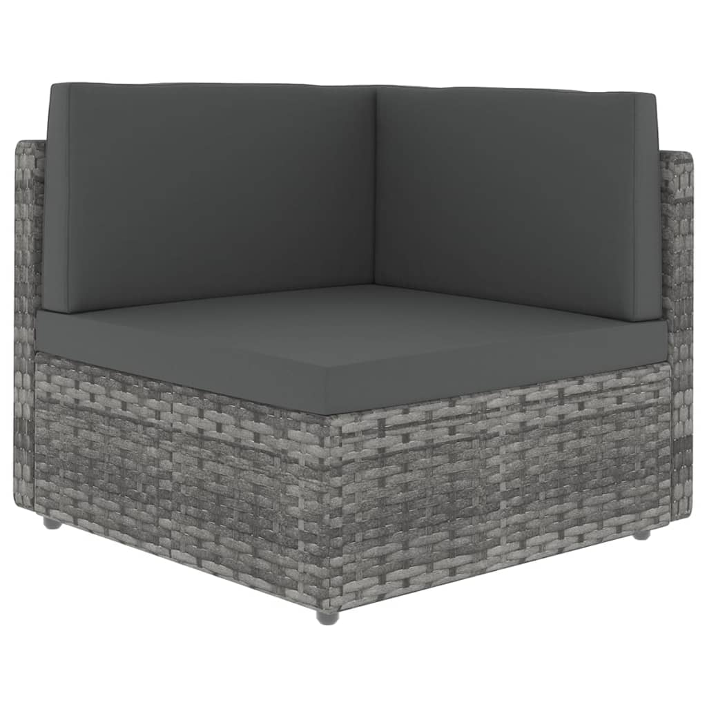 8-tlg. Garten-Lounge-Set mit Kissen Grau Poly Rattan