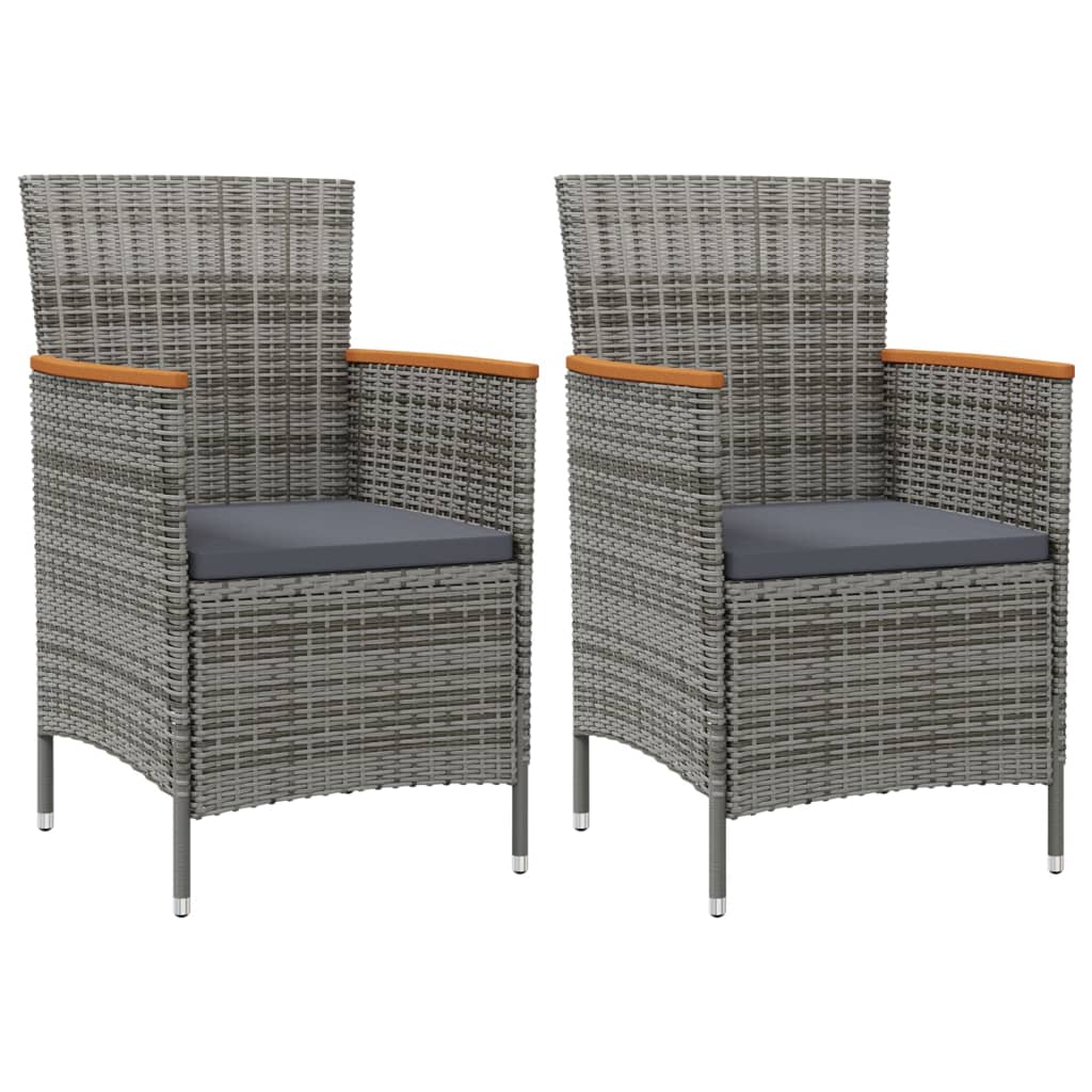 vidaXL Garten-Essstühle 2 Stk. Poly Rattan Grau