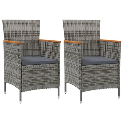 vidaXL Garten-Essstühle 2 Stk. Poly Rattan Grau
