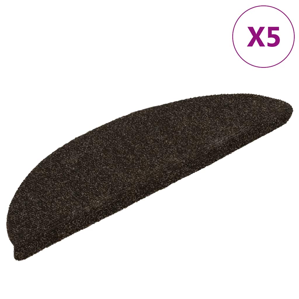 vidaXL Stufenmatten Selbstklebend 5 Stk. 56x17x3 cm Dunkelbraun Halbrund