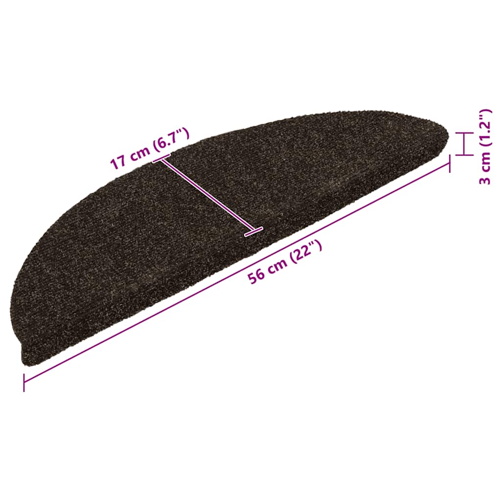 vidaXL Stufenmatten Selbstklebend 5 Stk. 56x17x3 cm Dunkelbraun Halbrund