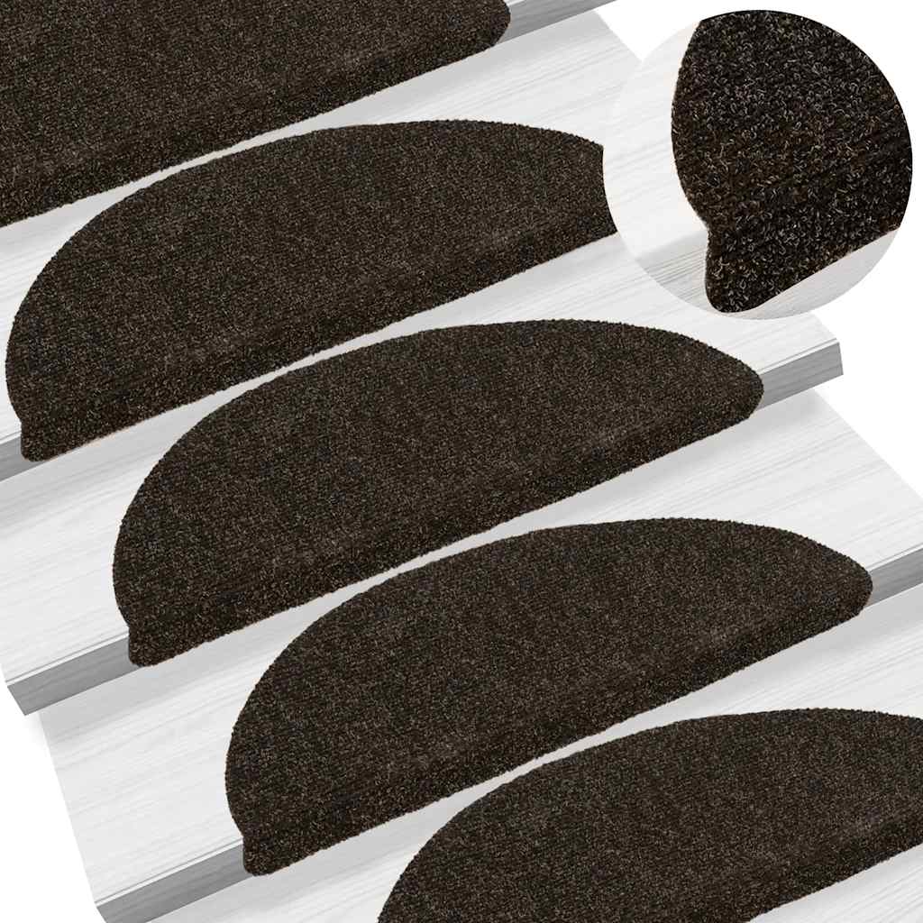 vidaXL Stufenmatten Selbstklebend 5 Stk. 56x17x3 cm Dunkelbraun Halbrund