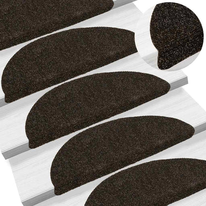 vidaXL Stufenmatten Selbstklebend 5 Stk. 56x17x3 cm Dunkelbraun Halbrund