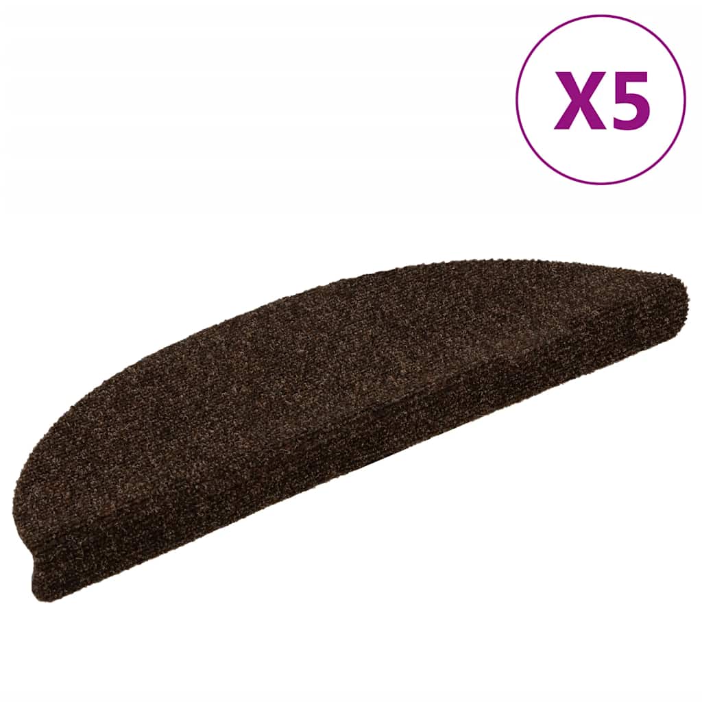 vidaXL Stufenmatten Selbstklebend 5 Stk. 56x17x3 cm Braun Halbrund