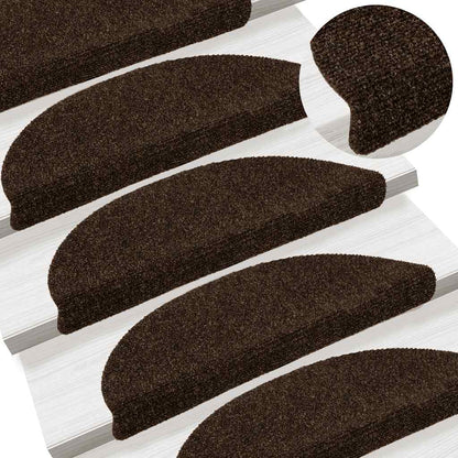 vidaXL Stufenmatten Selbstklebend 5 Stk. 56x17x3 cm Braun Halbrund