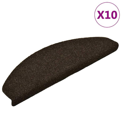 vidaXL Stufenmatten Selbstklebend 10 Stk. 65x21x4 cm Dunkelbraun Halbrund Groß