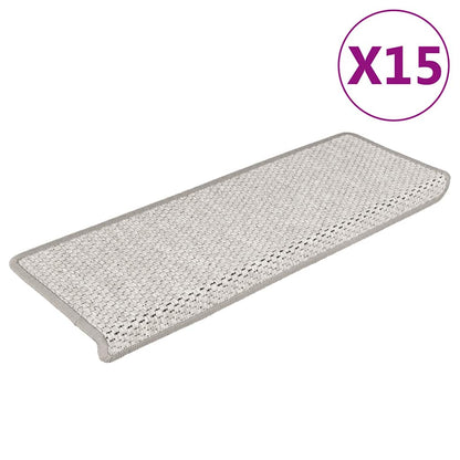 Treppenmatten Selbstklebend Sisal-Look 15 Stk. 65x21x4 Platina