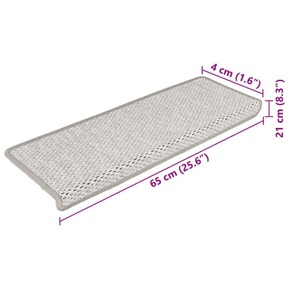 Treppenmatten Selbstklebend Sisal-Look 15 Stk. 65x21x4 Platina