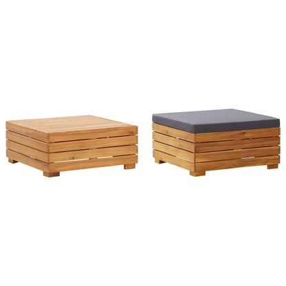 vidaXL Table de jardin et tabourets avec coussins Bois d'acacia massif