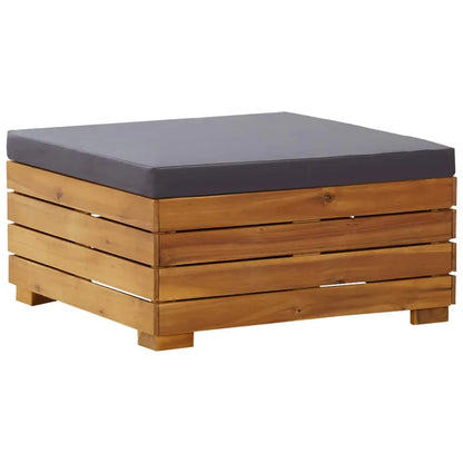 vidaXL Table de jardin et tabourets avec coussins Bois d'acacia massif