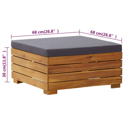 vidaXL Table de jardin et tabourets avec coussins Bois d'acacia massif