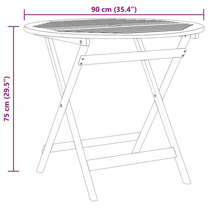 vidaXL Klappbarer Gartentisch Ø90x75 cm Massivholz Eukalyptus