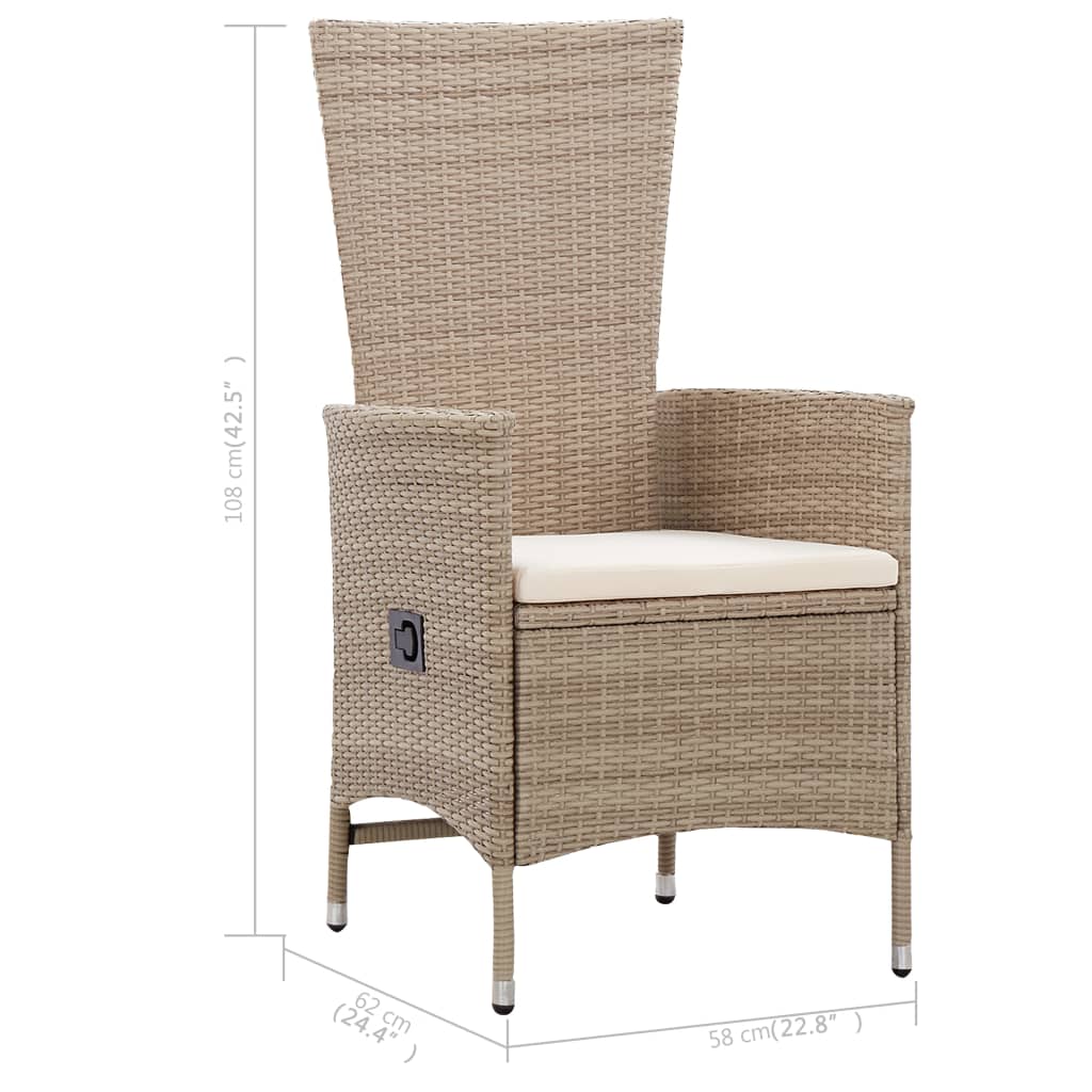 vidaXL 5-tlg. Garten-Essgruppe Beige