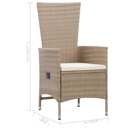 vidaXL 5-tlg. Garten-Essgruppe Beige