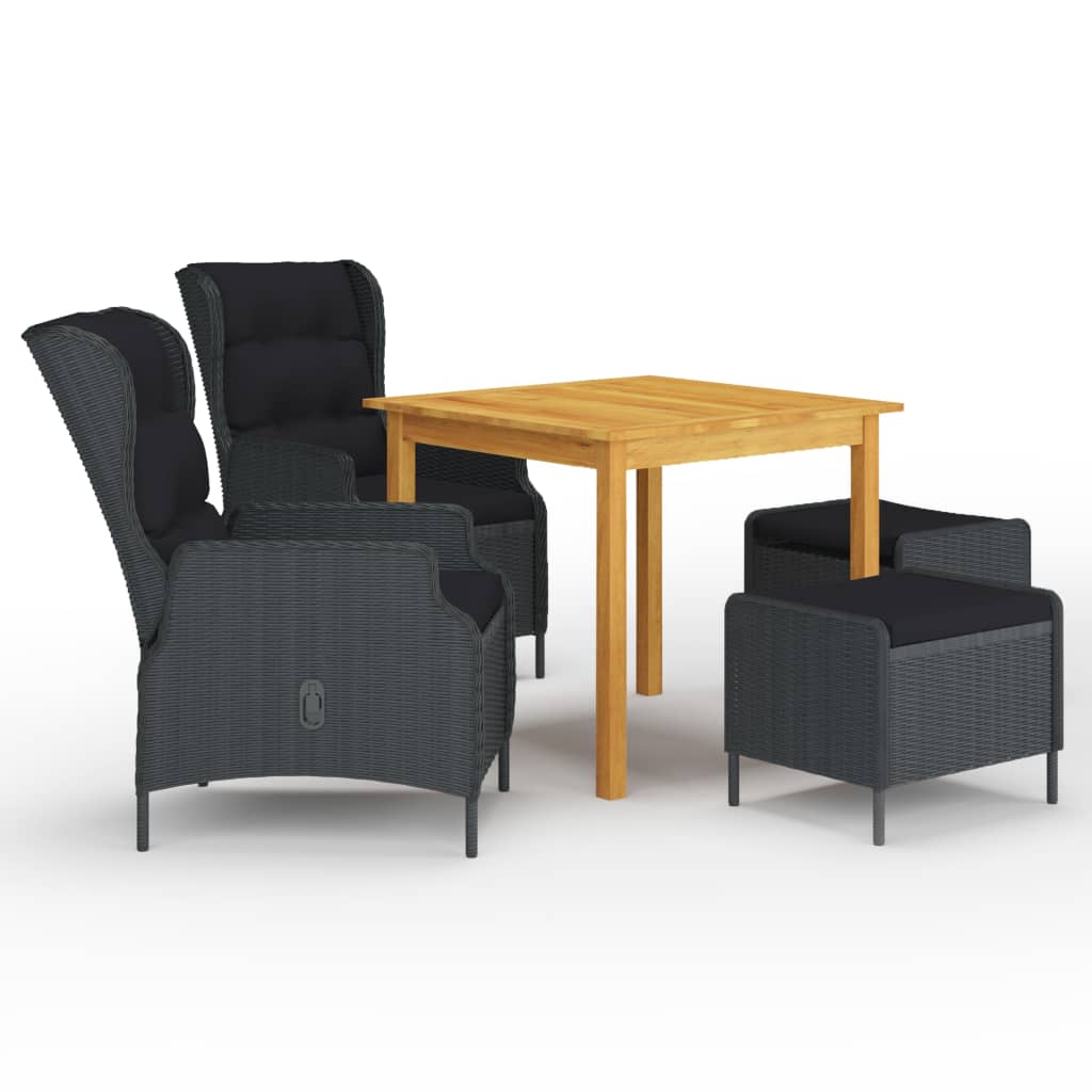 vidaXL Ensemble repas de jardin 5 pcs Gris foncé