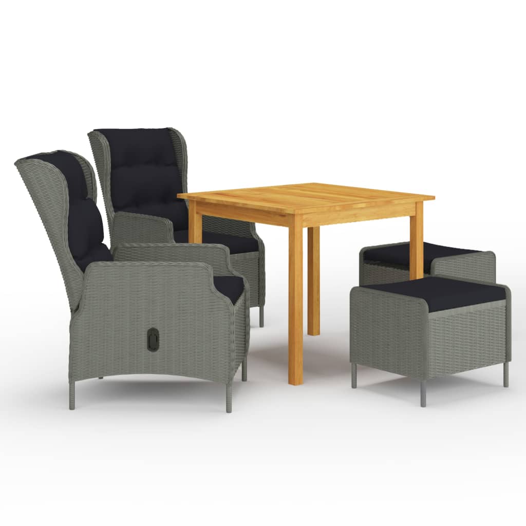 vidaXL Ensemble repas de jardin 5 pcs Gris clair