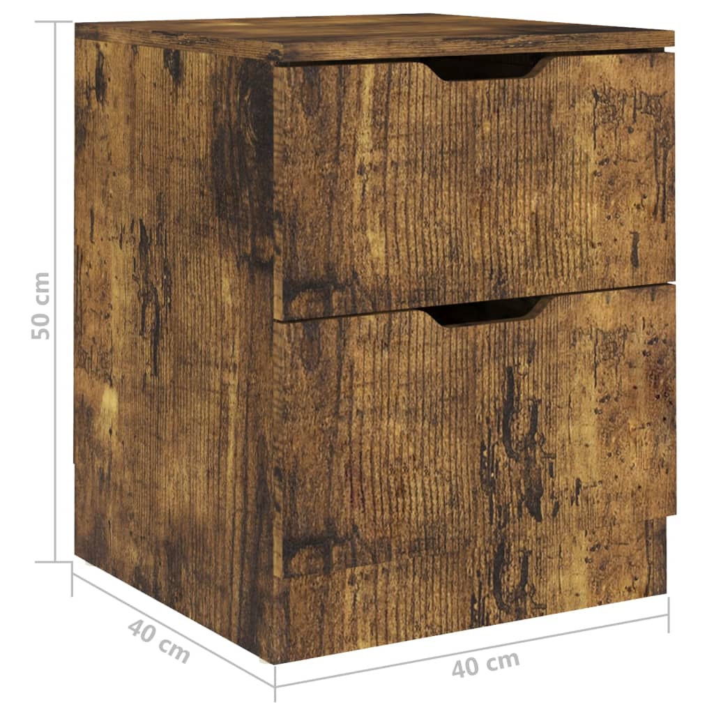 vidaXL Tables de chevet 2 pcs Chêne fumé 40x40x50 cm Aggloméré