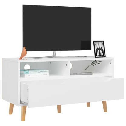 vidaXL Meuble TV blanc 90x40x48,5 cm Bois d'ingénierie