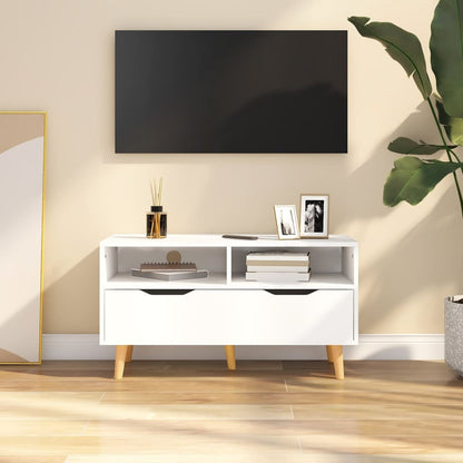 vidaXL Meuble TV blanc 90x40x48,5 cm Bois d'ingénierie