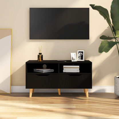 vidaXL Meuble TV Noir 90x40x48,5 cm Bois d'ingénierie