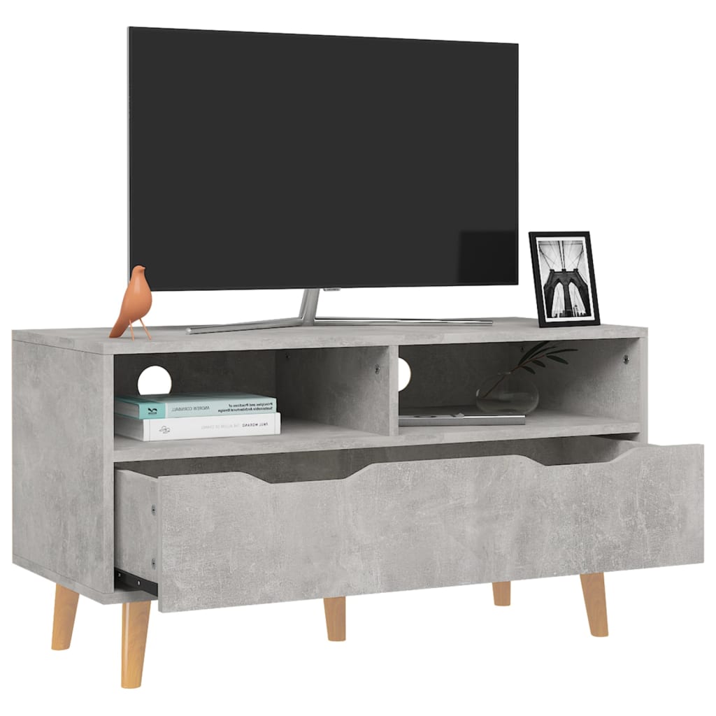 vidaXL Meuble TV Gris béton 90x40x48,5 cm Bois d'ingénierie