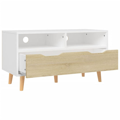 Meuble TV vidaXL blanc et chêne Sonoma 90x40x48,5 cm en bois d'ingénierie