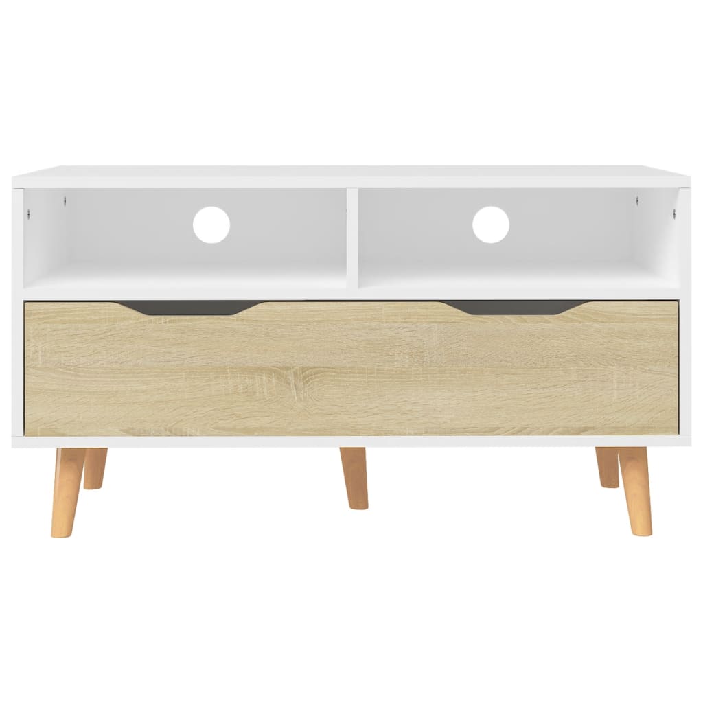 Meuble TV vidaXL blanc et chêne Sonoma 90x40x48,5 cm en bois d'ingénierie