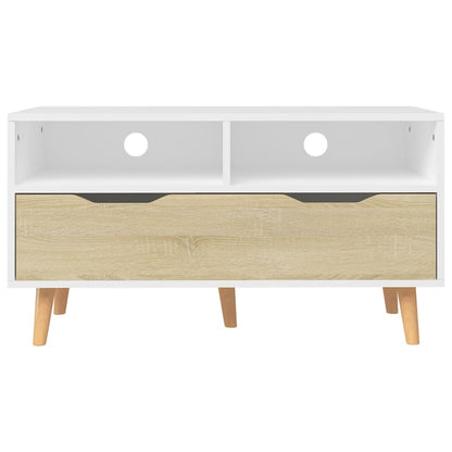 Meuble TV vidaXL blanc et chêne Sonoma 90x40x48,5 cm en bois d'ingénierie